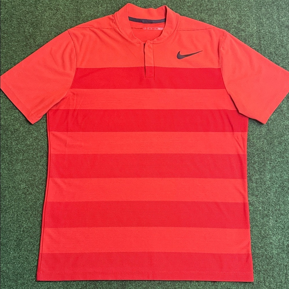 Tiger Woods by Nike Mock Neck Dri-Fit Polo (Orange & Burnt Orange / Size Medium)